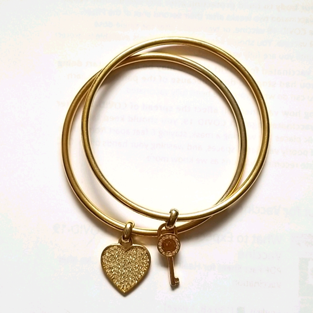 Michael kors 2 bangles with crystal accents gold